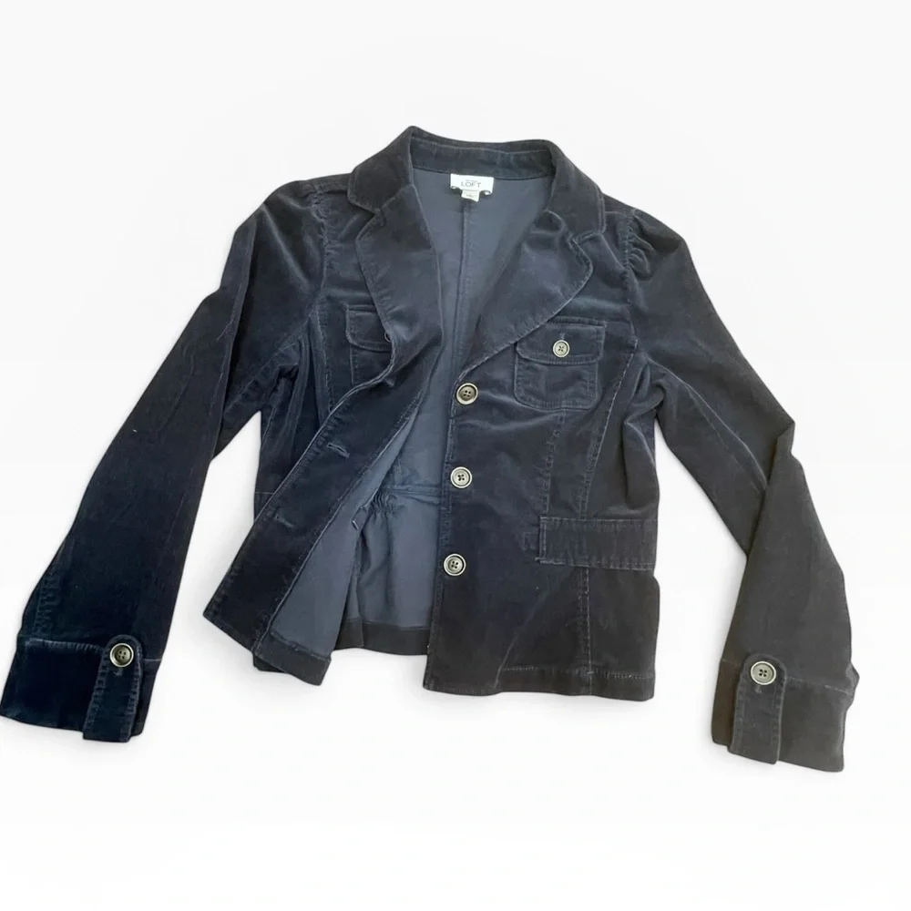 LOFT Navy Corduroy Tailored Blazer size: 8 - Picture 5 of 10